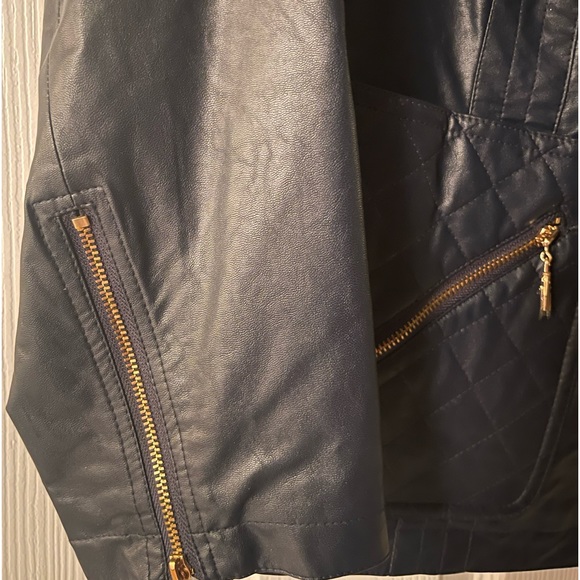 jones new york womens jacket faux leather navy size 1X - Picture 8 of 10